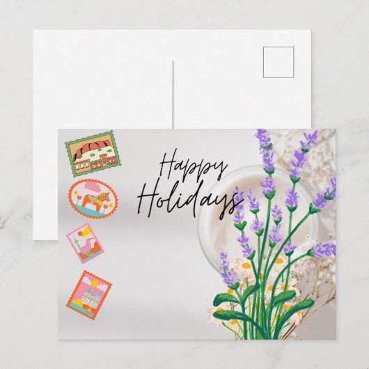 Frohe Feiertage in moderner Schrift Postkarte (Vorne/Hinten)