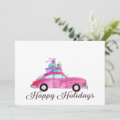 Frohe Feiertage klassisches Auto-Aquarell Einladung (Stehend Vorderseite)