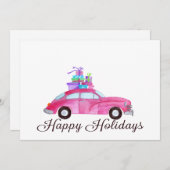 Frohe Feiertage klassisches Auto-Aquarell Einladung (Vorne/Hinten)