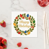 Frohe Feiertage Kranz Weihnachtslichter und Stechp Serviette (Beispiel)