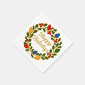 Frohe Feiertage Kranz Weihnachtslichter und Stechp Serviette (Ecke)