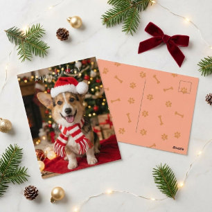 Frohe Feiertage lächelnder Corgi Weihnachten Postkarte