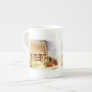 Frohe Feiertage Lebkuchenhäuschen China-Tasse Porzellantasse