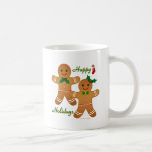 Frohe Feiertage Lebkuchenmann Junge Mädchen Kaffeetasse