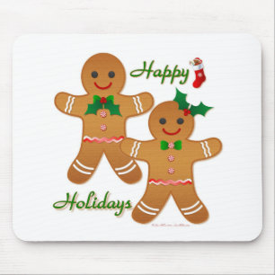 Frohe Feiertage Lebkuchenmann Junge Mädchen Mousepad