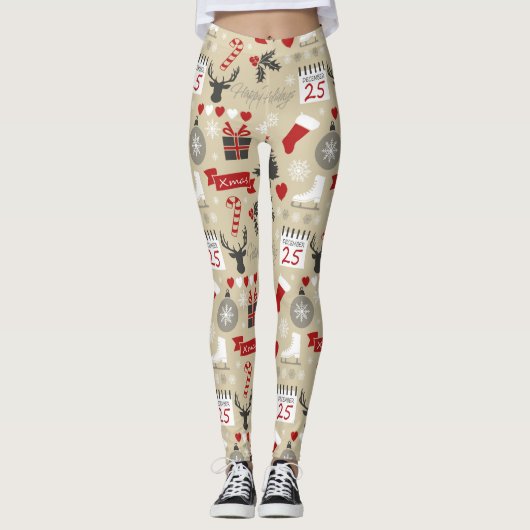 Frohe Feiertage Leggings (Vorderseite)