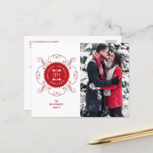 Frohe Feiertage Liebe Frieden Freude Verzierte Sie Feiertagspostkarte