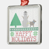 Frohe Feiertage lustiger Hundepinkelndes Silbernes Ornament (Links)