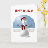 Frohe Feiertage. Lustiger Schneemann mit Totenkopf Karte (Gelbe Blume)