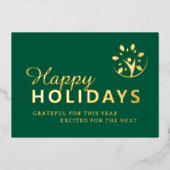 Frohe Feiertage mit Logo Geschäft grün gold (Vorderseite)