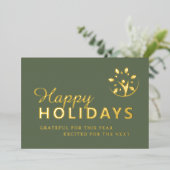 Frohe Feiertage mit Logo Geschäft grün goldfolie (Stehend vorne)