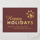 Frohe Feiertage mit Logo Geschäft taupe Goldfolie (Vorderseite)