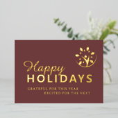 Frohe Feiertage mit Logo Geschäft taupe Goldfolie (Stehend vorne)