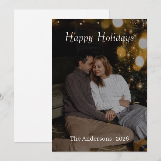 Frohe Feiertage Moderne Typografie Weihnachten Fot (Vorne/Hinten)