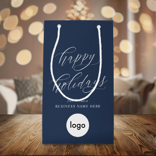 Frohe Feiertage Modernes Geschäftslogo Weihnachten Kleine Geschenktüte