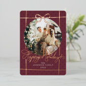 Frohe Feiertage Modernes Schrift-Band Burgunder 1  (Stehend vorne)