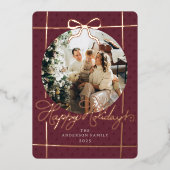 Frohe Feiertage Modernes Schrift-Schleifen-Bordeau (Vorderseite)