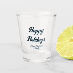 Frohe Feiertage Name Familie Geschenke stilvoll re Schnapsglas