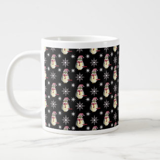 Frohe Feiertage Pinguine und Schneeflocken auf Sch Jumbo-Tasse