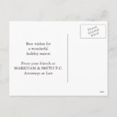 Frohe Feiertage Rechtsanwalts-Sozietäts-Skalen Feiertagspostkarte (Rückseite)