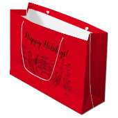 Frohe Feiertage! Rot Große Geschenktüte (Vorderseite Schrägansicht)