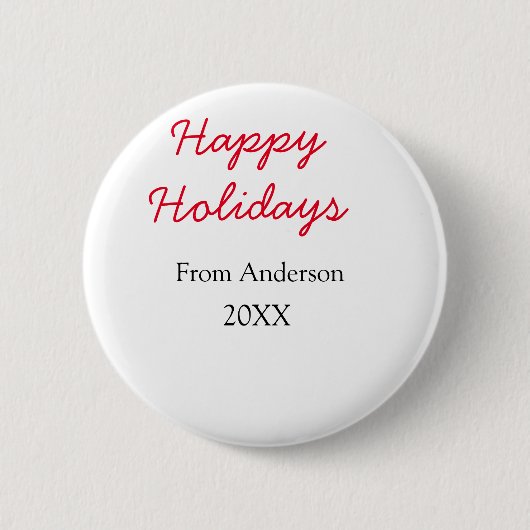 Frohe Feiertage Rote Liebe Familienname JahrChri Button (Vorderseite)