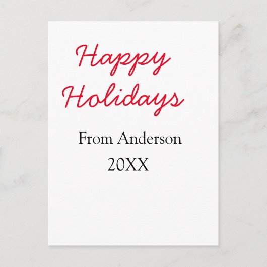 Frohe Feiertage Rote Liebe Familienname JahrChri Postkarte (Vorderseite)