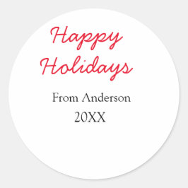 Frohe Feiertage Rote Liebe Familienname JahrChri Runder Aufkleber