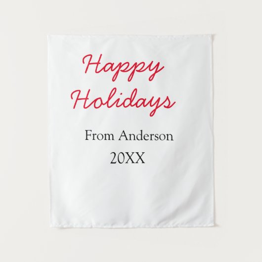 Frohe Feiertage Rote Liebe Familienname JahrChri Wandteppich (Vorderseite)