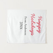 Frohe Feiertage Rote Liebe Familienname JahrChri Wandteppich (Vorderseite (Horizontal))