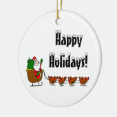 Frohe Feiertage Sankt und Hühner Keramik Ornament (Links)