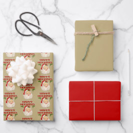 Frohe Feiertage Santa Nr. 2 Geschenkpapier Set