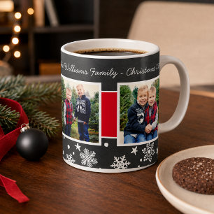 Frohe Feiertage Schiefertafel-Schneeflocke Foto Kaffeetasse