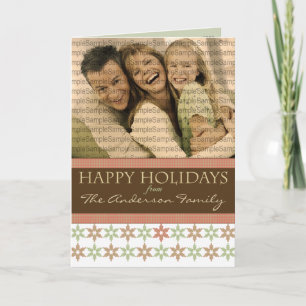 Frohe Feiertage Schneeflocke-Rosa und Brown Feiertagskarte