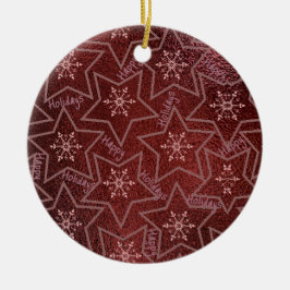 Frohe Feiertage Schneeflocken und Sterne Keramik Ornament