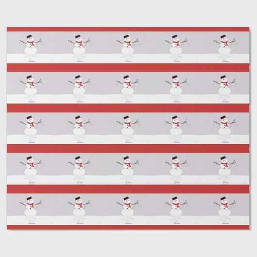 Frohe Feiertage Schneemann Geschenkpapier (Flach)