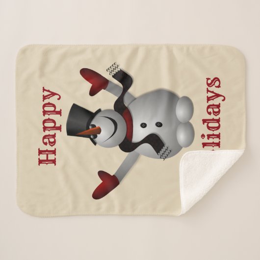 Frohe Feiertage Schneemann Sherpadecke (Vorderseite (Horizontal))