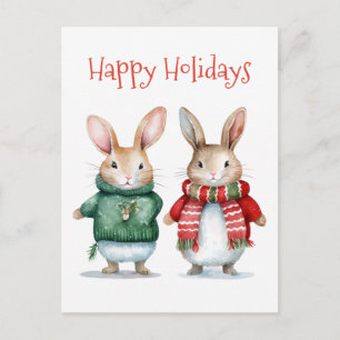 Frohe Feiertage - Süße Winterhasen - Weihnachten Postkarte