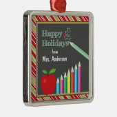 Frohe Feiertage Tafel-Lehrer Silbernes Ornament (Rechts)