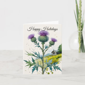 Frohe Feiertage Thistle Schottische Highlands Feiertagskarte