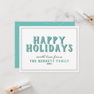 Frohe Feiertage Türkis Typography Weihnachten Karte