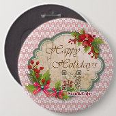 Frohe Feiertage Vintage-Button mit lustigen Videos Button (Vorne & Hinten)