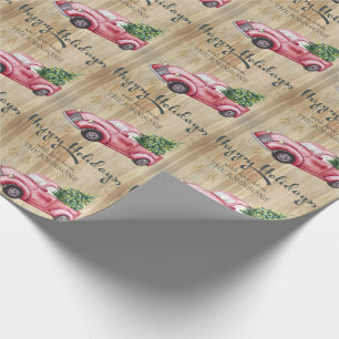 Frohe Feiertage Vintage-Roter Weihnachts-LKW Rusti Geschenkpapier