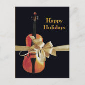 Frohe Feiertage Violine Feiertagspostkarte (Vorderseite)