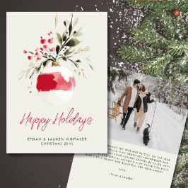 Frohe Feiertage Wasserfarben-Ornament Weihnachtsfo Feiertagskarte