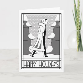 "Frohe Feiertage" Weg im Schnee Feiertagskarte