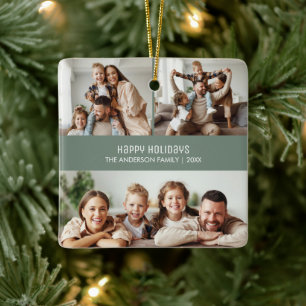 Frohe Feiertage Weihnachten 4 Fotos Collage Keramikornament