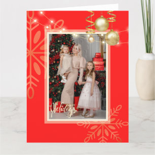 Frohe Feiertage Weihnachten, Gold Schneeflocken, r Dankeskarte