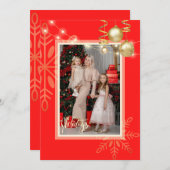 Frohe Feiertage Weihnachten, Gold Schneeflocken, r Einladung (Vorne/Hinten)