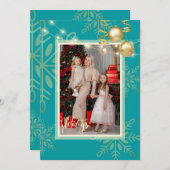 Frohe Feiertage Weihnachten, Gold Schneeflocken, r Einladung (Vorne/Hinten)